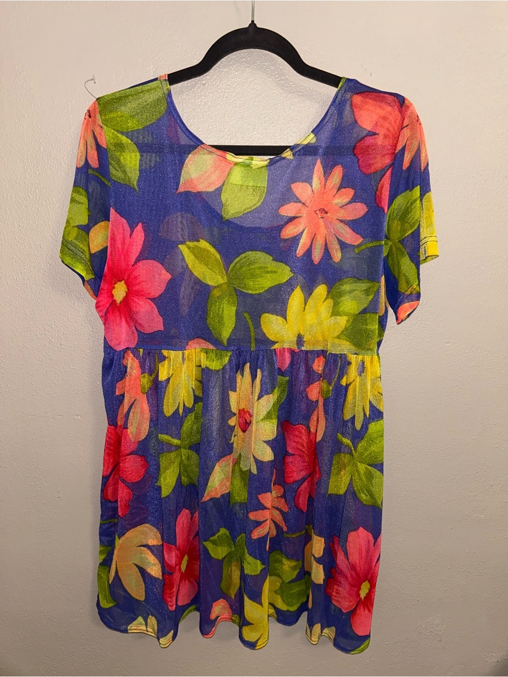 Blue Floral Swim Coverup Tunic - Picture 2 of 3